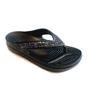 CROCS Sloane Glitter Wedge Flip Flops Womens Size 7 Lightweight Slip On Sandals